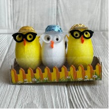 Фетровые курчата в кепках, 6х3 см, упаковка 3 шт.