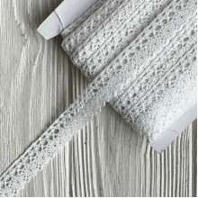 Кружево вязаное Шарлотта (D30076), 1,5 см, белое, рулон 45 м