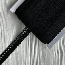 Кружево вязаное Шарлотта (D30076), 1,5 см, черное, рулон 45 м