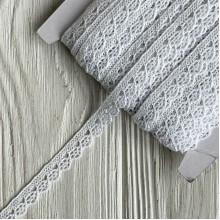 Кружево вязаное Эбигейл (D03501), 1 см, белое, рулон 45 м