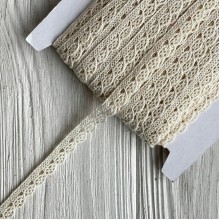 Кружево вязаное Эбигейл (D03501), 1 см, молочное, рулон 45 м