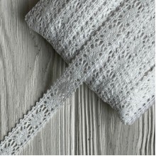 Кружево вязаное Руби (D30040), 1,7 см, белое, рулон 45 м