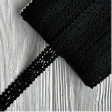 Кружево вязаное Руби (D30040), 1,7 см, черное, рулон 45 м