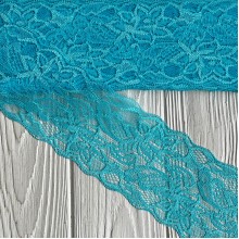 Кружево стрейчевое "Изабель", 8 см, бирюзовый, рулон 9 м