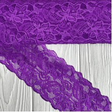 Кружево стрейчевое "Изабель", 8 см, темно-фиолетовый, рулон 9 м