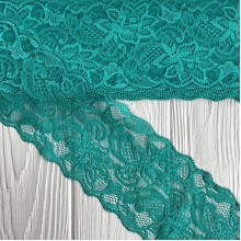Кружево стрейчевое "Изабель", 8 см, нефритовый, рулон 9 м