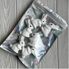 Пасхальные кролики (L00753), 7,5 см, белые, упаковка 6 шт.