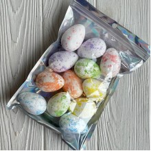 Пасхальные яйца (L00741), 3х5 см, белые с цветным, упаковка 12 шт.