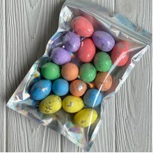 Пасхальные яйца (L00737), 3х4 см, цветные с серебром, упаковка 18 шт.