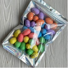 Пасхальные яйца (L00730), 2х3 см, цветные с серебром, упаковка 36 шт.