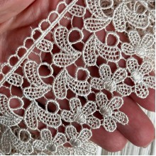 Кружево макраме Оливия, 6,5 см, молочный, рулон 9 м