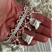 Кружево макраме узкое (TJ-115), 4 см, молочный, рулон 13 метров