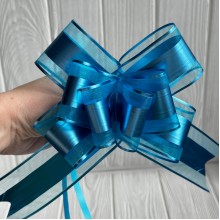 Подарочный бант (полипропиленовый), 5х7,5 см, бирюзовый, упаковка 10 шт.