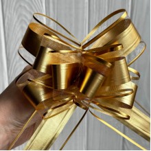 Подарочный бант (полипропиленовый), 5х7,5 см, золото, упаковка 10 шт.