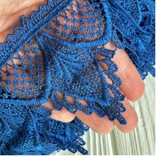 Кружево макраме широкое (KMS-7), 8,5 см, темно-синее, рулон 14 метров