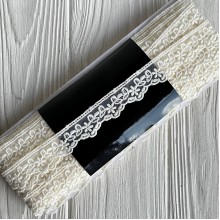 Кружево органзовое (D30110), 2,4 см, молочное, рулон 13 м