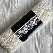 Кружево органзовое (D30113), 2,9 см, молочное, рулон 13 м