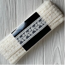 Кружево органзовое (D30114), 3,3 см, молочное, рулон 13 м