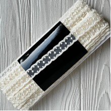 Кружево органзовое (D30109), 2 см, молочное, рулон 13 м