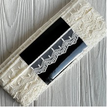 Кружево органзовое (D30112), 2,8 см, молочное, рулон 13 м