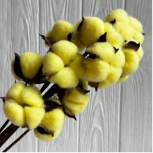 Хлопок стабилизированный на ножке, 38 см, желтый, упаковка 10 шт.