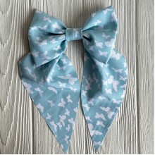 Резинка (уточка) маленький бант платок с бабочками, 14х23 см, тифанни, шт.