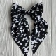 Резинка (уточка) маленький бант платок с бабочками, 14х23 см, черная, шт.