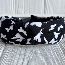 Обруч чалма с бабочками, 4 см, черный, шт.