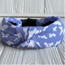 Обруч чалма с бабочками, 4 см, голубо-лиловый, шт.