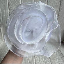 Брошка-цветок с органзы большая (леска), 22 см, белая, шт.