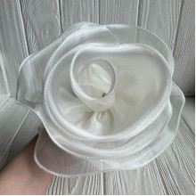 Брошка-цветок с органзы большая (леска), 22 см, молочная, шт.