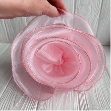 Брошка-цветок с органзы большая (леска), 22 см, светло-розовая, шт.