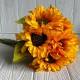 Букет подсолнухов, 25 см, темно-желтый, букет из 7 шт.