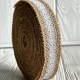 Лента-мешковина с кружевом Амели, 2,5 см, натуральная с белым, рулон 10 м