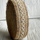 Лента-мешковина с вышитыми узорами из ромбов, 3,5 см, натуральный с белым, рулон 10 м