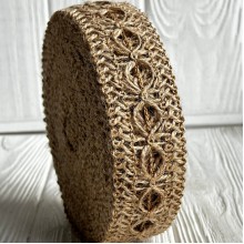 Лента-мешковина (с круглыми отверстиями), 3,5 см, натуральный, рулон 10 м