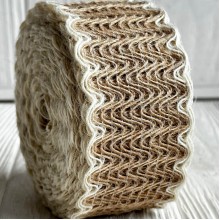 Лента-мешковина (волны), 4,8 см, натуральный с белым кантом, рулон 10 м