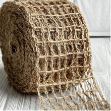 Лента-мешковина сетка, 6 см, натуральный, рулон 10 м