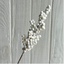 Веточка калины с глиттером, 20 см, белая, упаковка 50 шт.