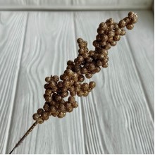 Веточка калины с глиттером, 20 см, золото, упаковка 50 шт.