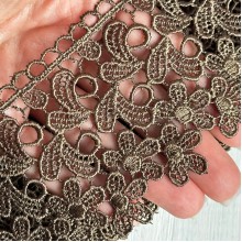 Кружево макраме Оливия, 6,5 см, коричневый, рулон 9 м