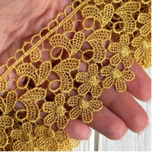 Кружево макраме Оливия, 6,5 см, золото, рулон 9 м