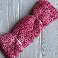 Кружево макраме "Сандра", 7,5 см, насыщенно-розовое, рулон 9 м