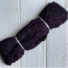 Кружево макраме "Сандра", 7,5 см, черничное, рулон 9 м