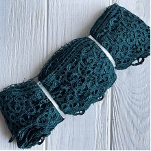 Кружево макраме "Сандра", 7,5 см, изумрудное, рулон 9 м