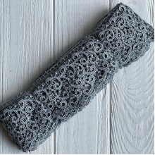Кружево макраме "Сандра", 7,5 см, серое, рулон 9 м