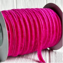 Лента велюр, 0,6 см, малиновый, рулон 45 м
