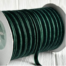 Лента велюр, 0,6 см, темно-зеленый, рулон 45 м