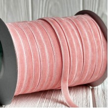 Лента велюр, 0,6 см, персиковый, рулон 45 м