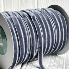 Лента велюр, 0,6 см, серый, рулон 45 м